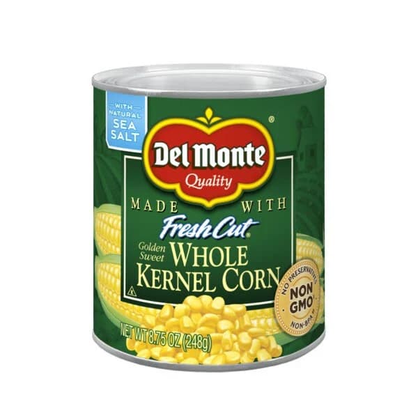 Del Monte Fresh Cut Golden Sweet Whole Kernel Corn Canned Vegetables .875 oz Aluminum Can