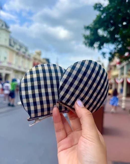 Disney Checked Mouse Ears with Gold Shimmer