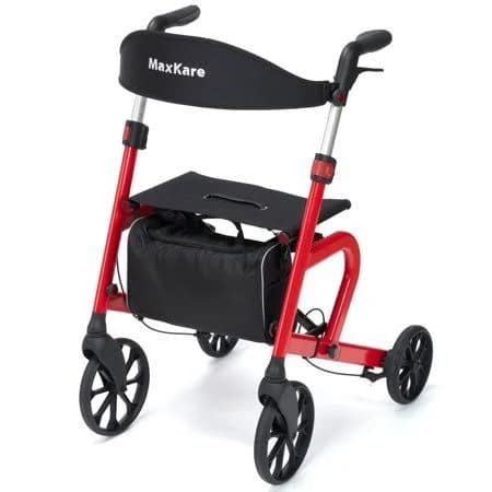Maxkare Rollator Walker with 10 All Terrain Wheels 8 Level Adjustable Handle