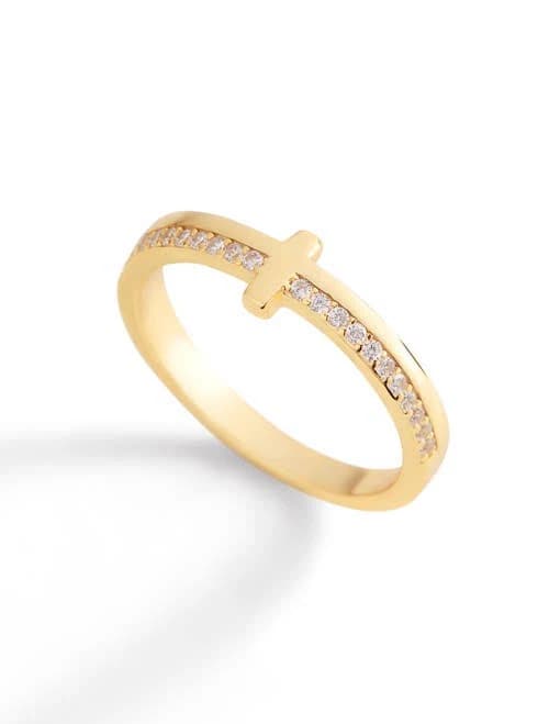 Mint & Lily Let God Be In Control Golden Cross Ring