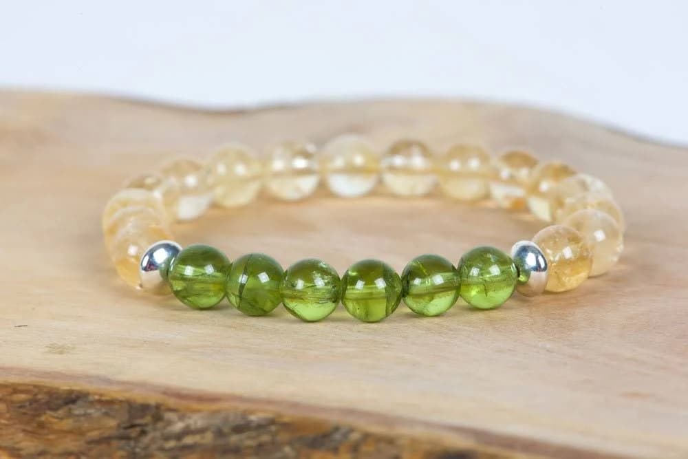 Handmade Citrine and Peridot Stacking Stretch Gemstone Bracelet