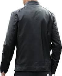 Womleys Mens Casual Stand Collar Faux Leather Jacket Biker Motorcycle Jackets (Black, X-Small) at Amazon Men's Clothing store
