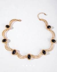 Gold Plated Blue & Green Gemstone Necklace – Vintage Statement Choker for Women - Etsy Israel