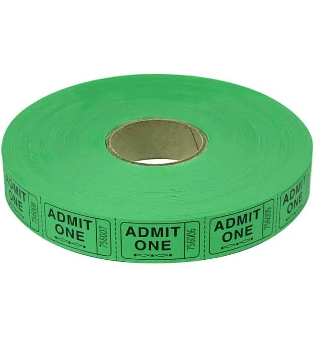 Roll Tickets Admit One Green 2000 Roll