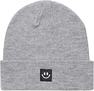 Knit Beanie Hat with Smile Face for Men/Women
