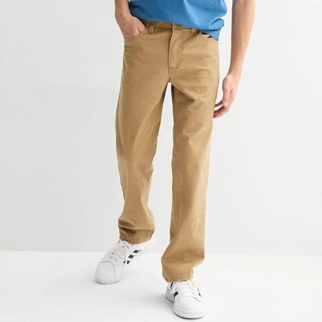 Boys 7-20 Sonoma Goods For Life Straight Fit Twill Pants in Regular & Husky, Boy's, Size: 12, Texas Beige
