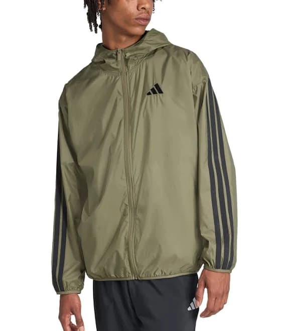 adidas Men's Essential Three-Stripes Woven Windbreaker