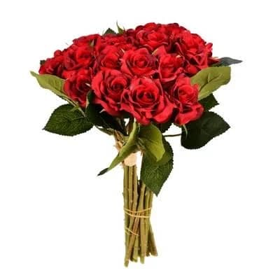 Vickerman 10" Artificial Red Rose Bouquet (Set of 3)