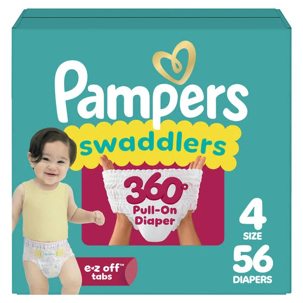 Diapers - Swaddlers 360° - Size 4, 132 Count, up to 100% Leakproof Comfy Dry Fit, Designed for Easy Changes, Pull On Baby Diaper (Packaging May Vary)