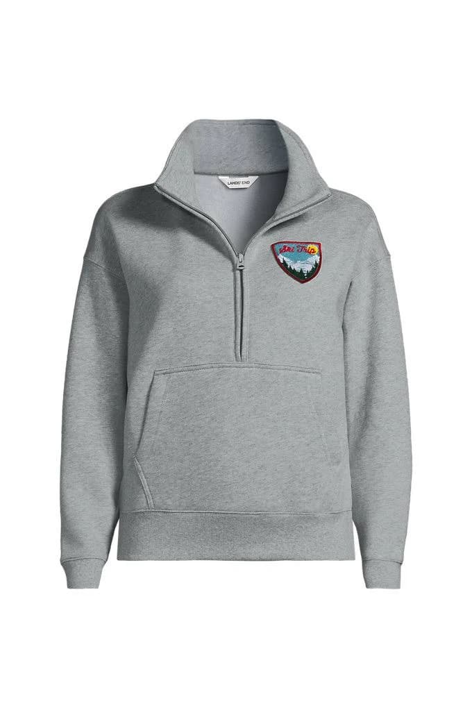 Women's Lands' End Relaxed Serious Sweats Long Sleeve 1/2 Zip Sweatshirt
