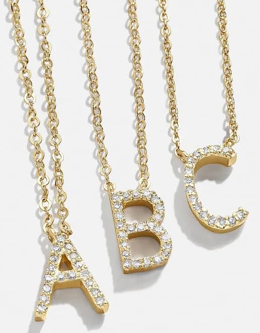 BaubleBar 14K Gold Diamond Initial Necklace