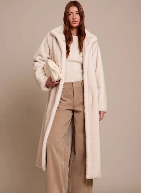 Faux Fur Funnel Neck Maxi Coat