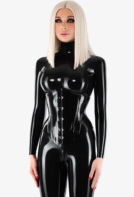 Latex Waist Reducing Corset with Busk and Back Lacing