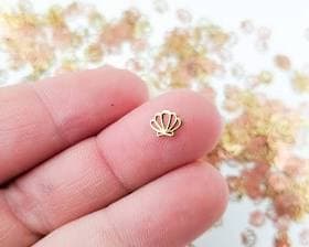 50 Tiny Gold Toned Metallic Seashell Cabochons