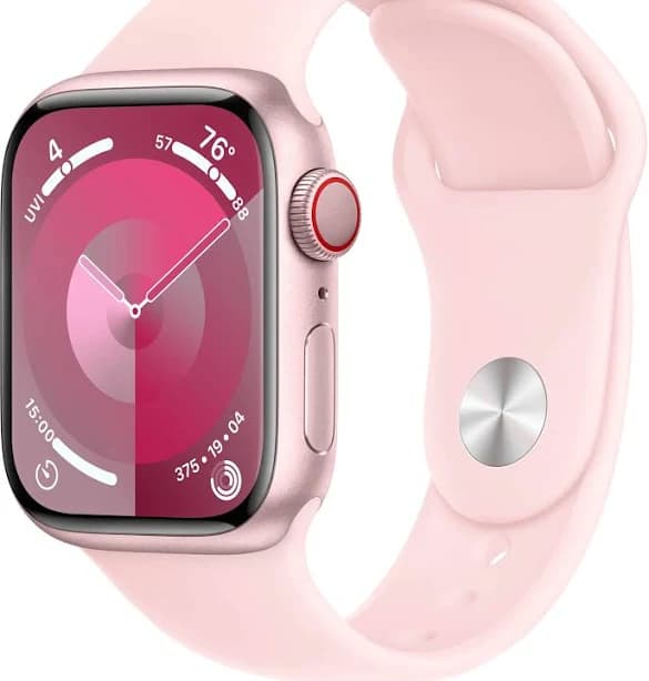 Apple GS Cert Refurb Watch Series 9 (GPS + Cell) 41mm Pink Aluminum Case w Light Pink Sport Band - S/M - Pink - 2023 - Pink - (2023)