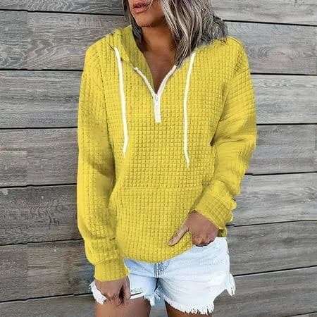 Yellow Sweaters for Women Half Zip Sweatshirts Cropped Hoodies Fleece Womens Quarter Zip Up Pullover Sweaters Fall Outfits 2023 Winter Clothes