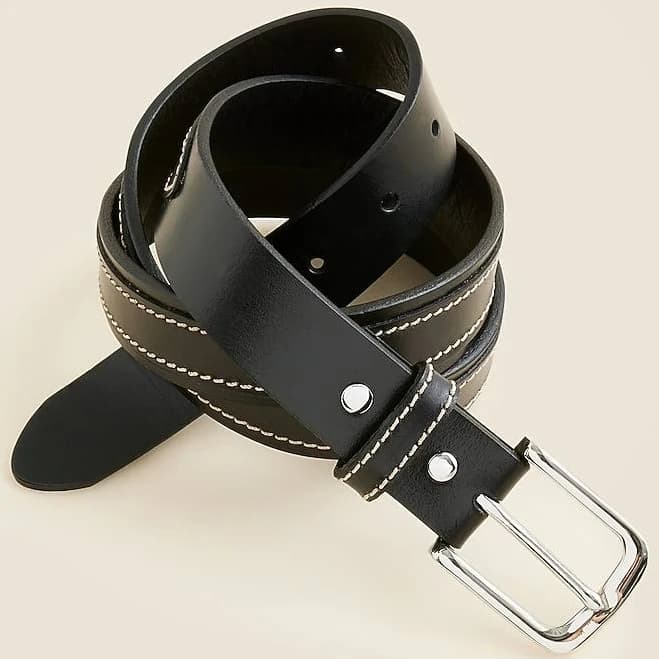 J.Crew Men's Leather Belt with Brass Buckle