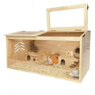 32" Wooden Hamster Cage with Viewing Window