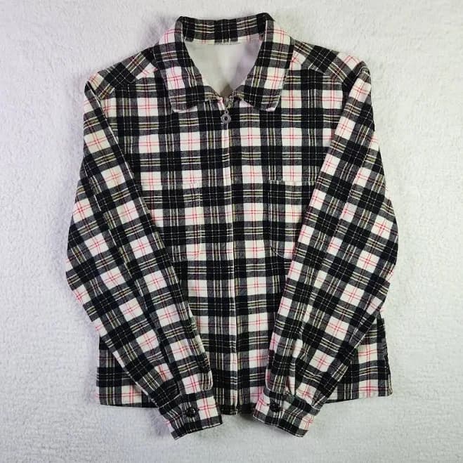 Vintage 90s Velvet Plaid Zip-Up Jacket