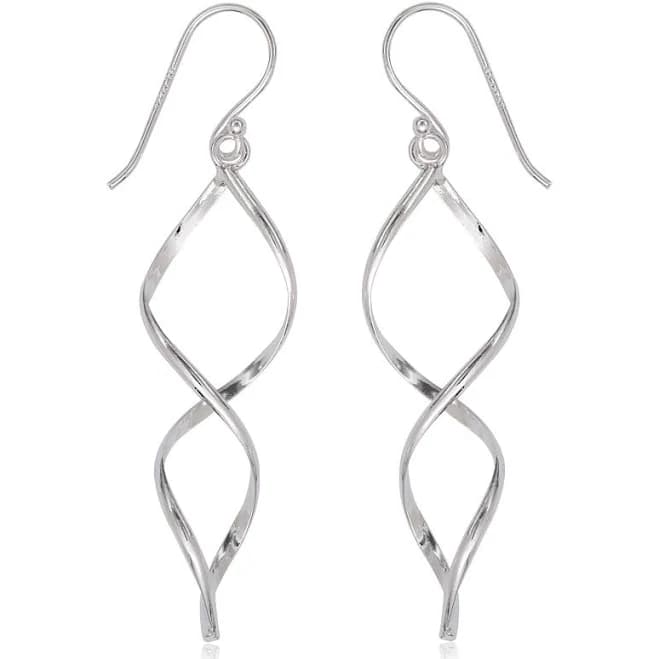 Sterling Silver 3-D Swirl Dangle Earrings