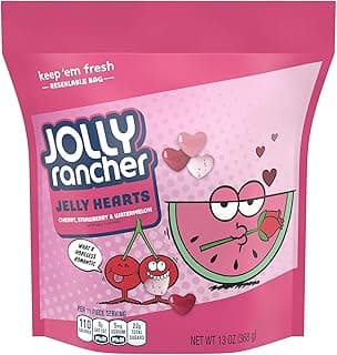 Valentine's Day Jelly Hearts Jelly Beans, 13 oz Releasable Bags Approx 130 count Heart Shaped Candy Jellies, Red, White & Pink Heart Candies, Great Gift or Basket Filler