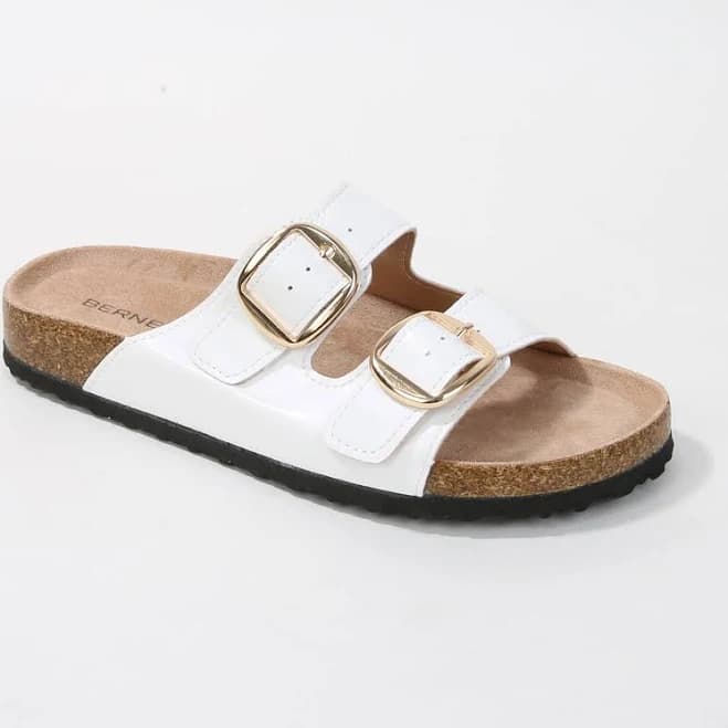 Berness Women's Karen Double Buckle Suede Slide Sandals
