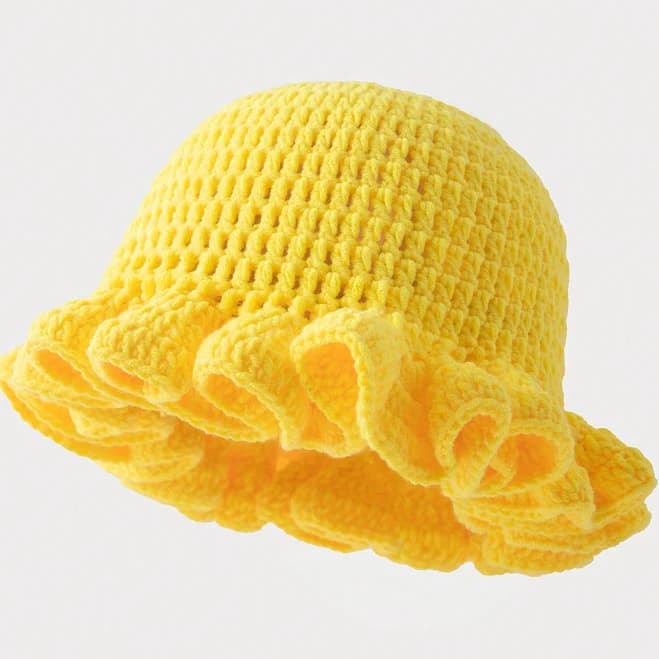 Women's Slouchy Ruffled Wave Crochet Beanie