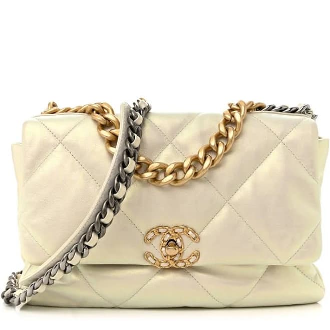CHANEL Large 19 Flap Lambskin Bag with Metal Hardware