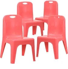 Emma + Oliver 4 Pack Plastic Stack School Chair with Carrying Handle and 11" Seat Height