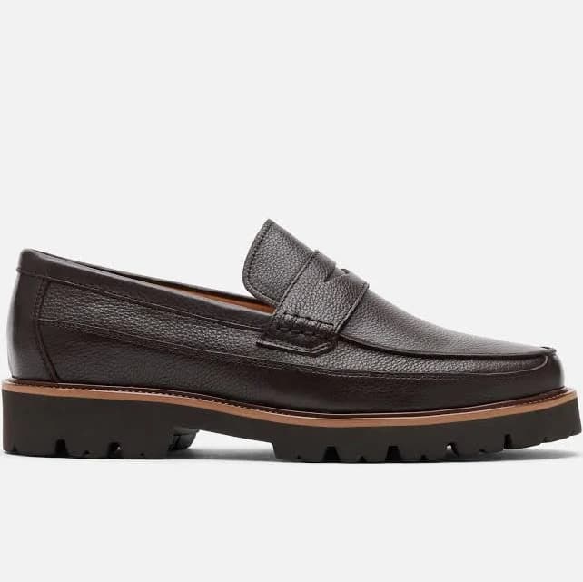 Marc Nolan Pebble Leather Lug Penny Loafers