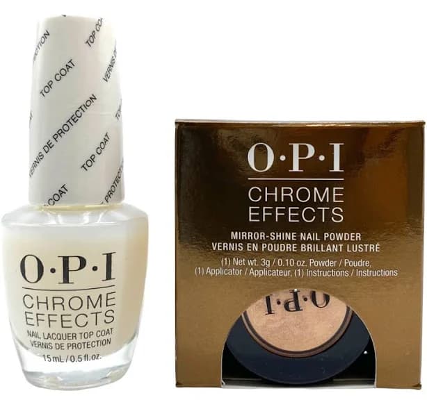 Opi Chrome Effects Set Bronzed By The Sun Nail Powder + Nail Lacquer