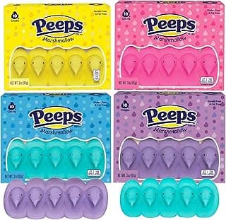 Easter Marshmallow Candy Bundle, Chicks, Festive Candies, Spring Time, Basket Stuffers, Soft and Chewy, Pack of 4, 10ct Each, 40 Chicks Total