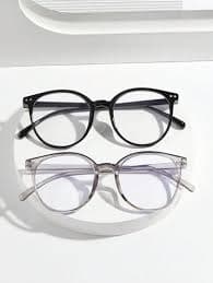 2 Pairs Women's Vintage Round Frame Stud Embellished Glasses In Black And Grey Colors, Suitable For Daily Use Clear Glasses Accessories | SHEIN