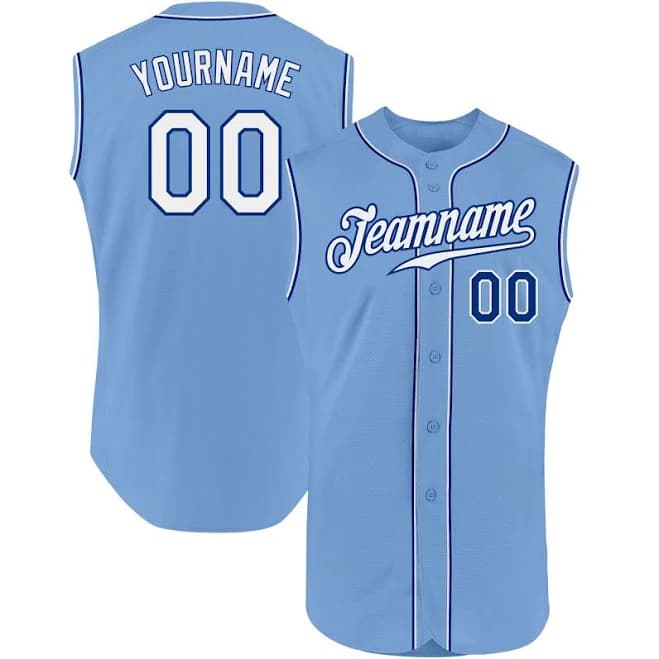 White-Royal Men's Sleeveless Baseball Jersey