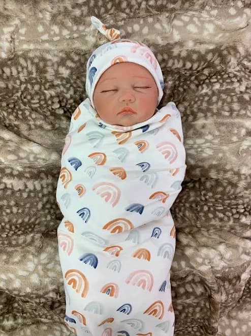 Rainbow Infant Swaddle Blanket with Bow