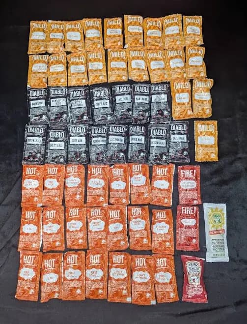61 Taco Bell Mixed Hot Sauce Packets And Sealed Mild, Hot, Fire,