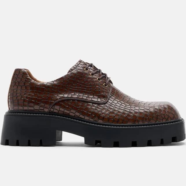 Marc Nolan Men's Kyros Croco Embossed Leather Lug Derby Oxfords