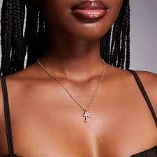 ALDO crossways dainty crystal cross necklace in gold tone | ASOS