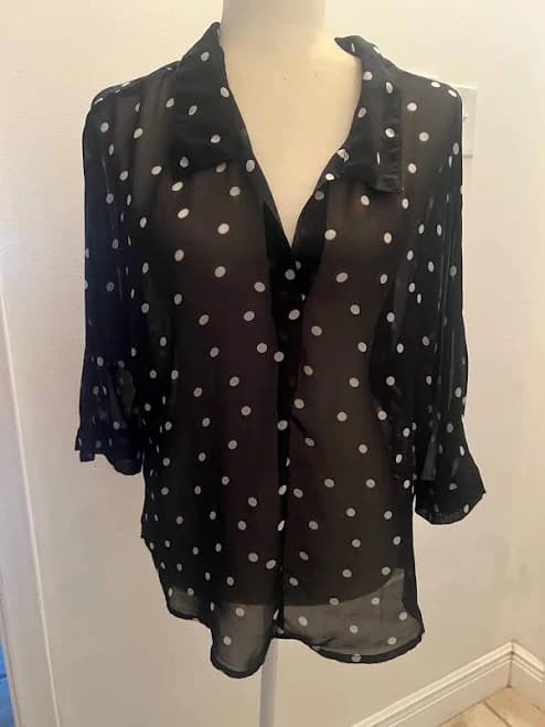 Wet Seal 80s Polka Dot Sheer Blouse