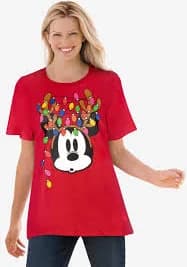 Disney Short Sleeve Crew Tee Red Mickey Lights