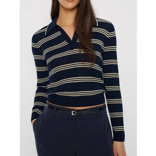 Reformation Women's Hermia Stripe Merino Wool Polo Sweater