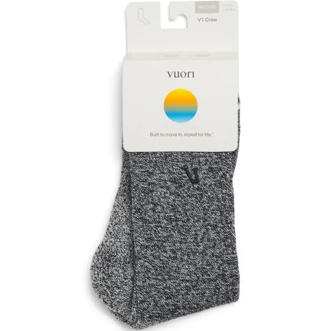 Vuori V1 Crew Performance Socks - Grey - S