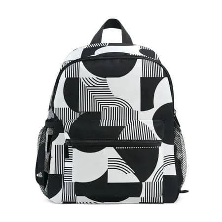 Alaza Black Geometric School Backpack Small Bookbag Mini Bags, Kids Unisex