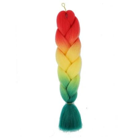 Erdouy 3-Tone Gradient Rainbow Braiding Hair, 6Pcs 24in Lush Ultra-Soft Synthetic Extensions, Braid-In Supplies for DIY Braiding Looks, Red/Yellow/