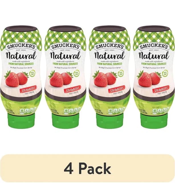 (4 pack) Smucker's Natural Strawberry Squeezable Fruit Spread, 19 oz