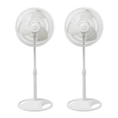 Lasko 16 Inch Oscillating Adjustable Tilting Pedestal Stand Fan (2 Pack)