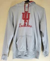 Indiana University IU Gray/Red Hoodie Hooded Men's Sweatshirt Sz M