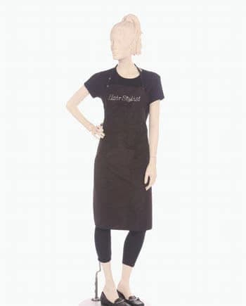 Salonwear Black Rhinestone Design Bib Apron