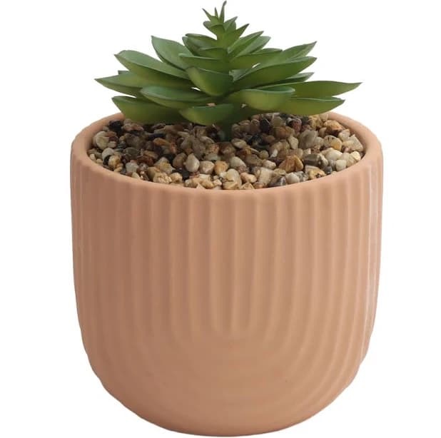 Home Decor Collection Indoor Arched Designed Terracotta Pot with Faux Succulent