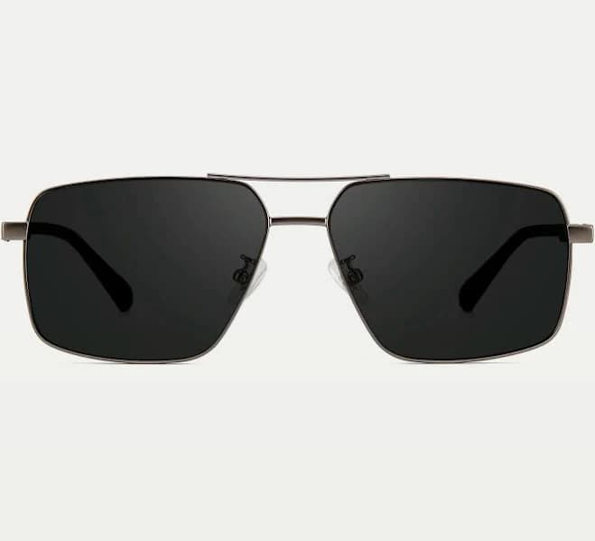 ZanyLen Polished Metal Double Bridge Aviator Polarized Sunglasses